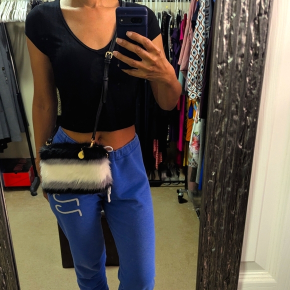 MMS Design Studio Black and White Fur Bag - Picture 3 of 11